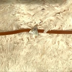 Brown suede-like choker with gold toned triangle